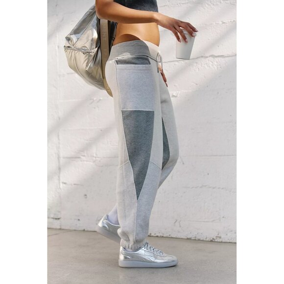 SMALL Free People Movement Making It Gray Cream Colorblock Joggers Sweatpants - Picture 8 of 12